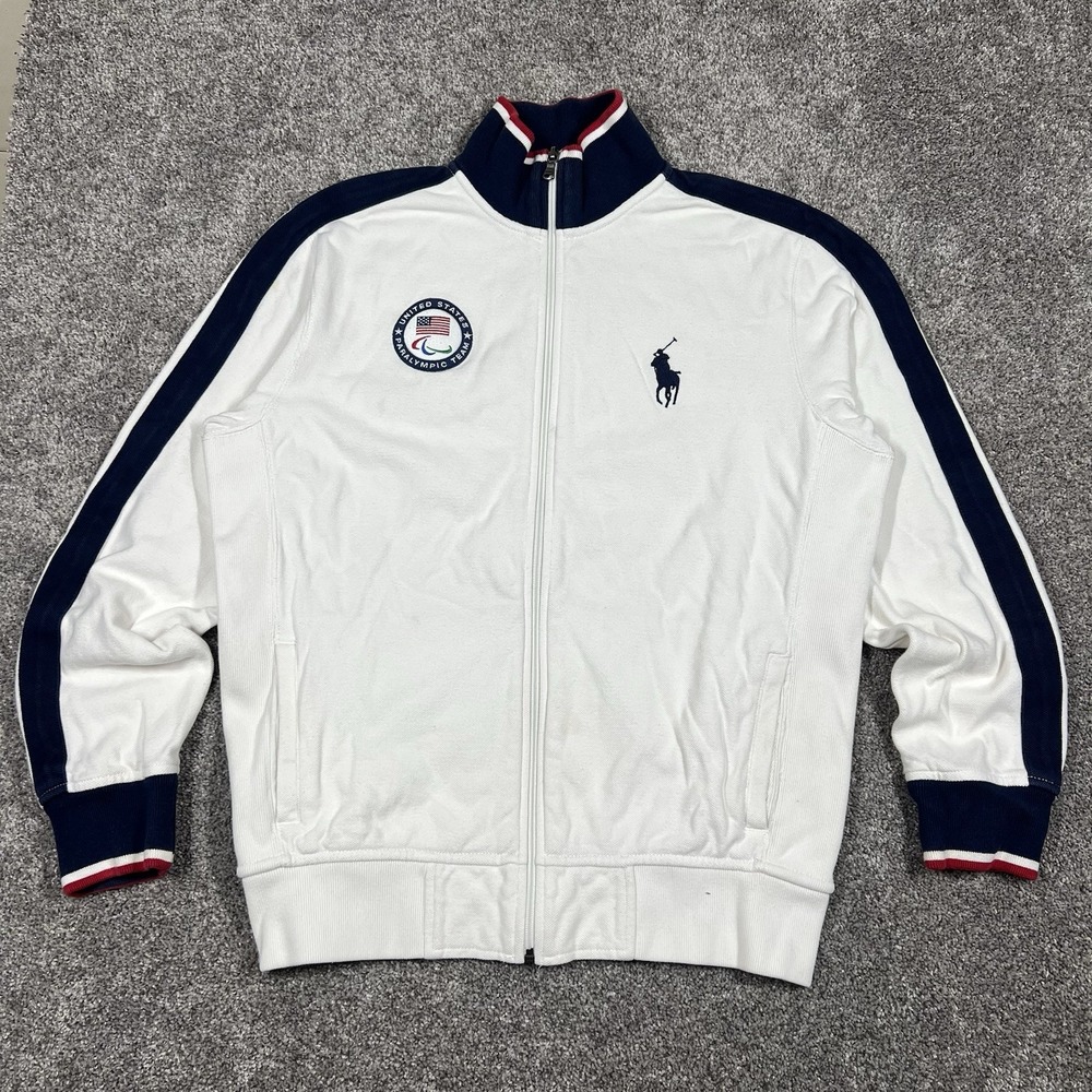 Polo Ralph Lauren Paralympic USA Team Zip Up Jacket Big Pony Back Spellout Rare